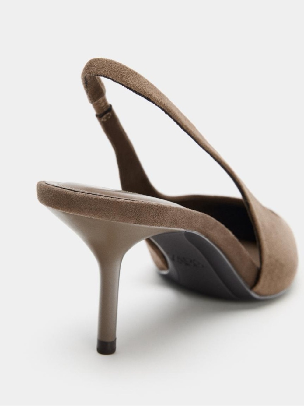 Zara Taupe Suede Pointed-Toe Slingback Heels - Picture 4 of 6